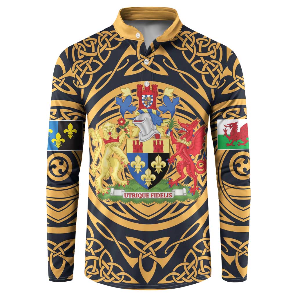 Personalized Monmouthshire Wales Button Sweatshirt Coat Of Arms Celtic Style - Wonder Print Shop