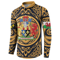 Personalized Monmouthshire Wales Button Sweatshirt Coat Of Arms Celtic Style - Wonder Print Shop