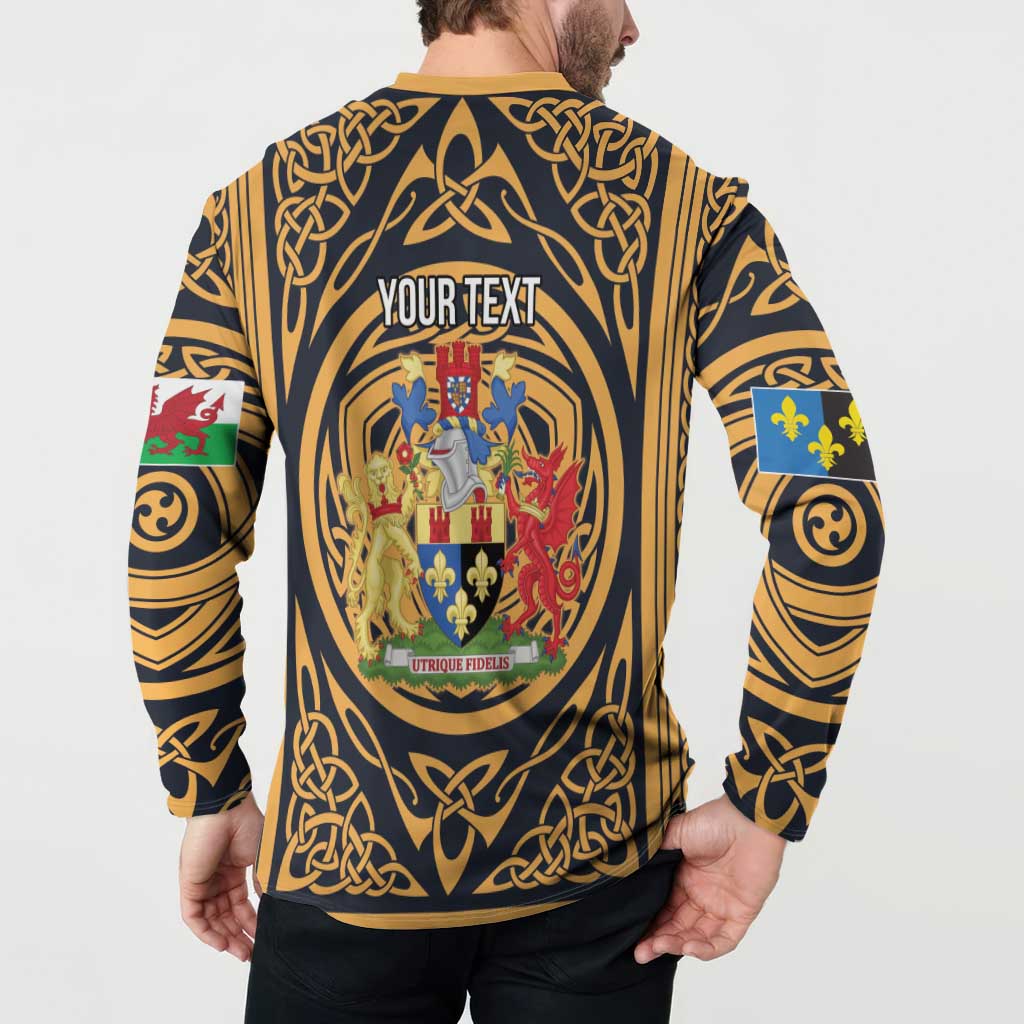 Personalized Monmouthshire Wales Button Sweatshirt Coat Of Arms Celtic Style - Wonder Print Shop