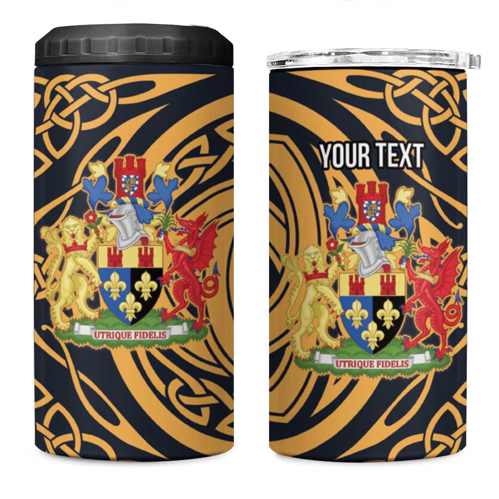 Personalized Monmouthshire Wales 4 in 1 Can Cooler Tumbler Coat Of Arms Celtic Style - Wonder Print Shop