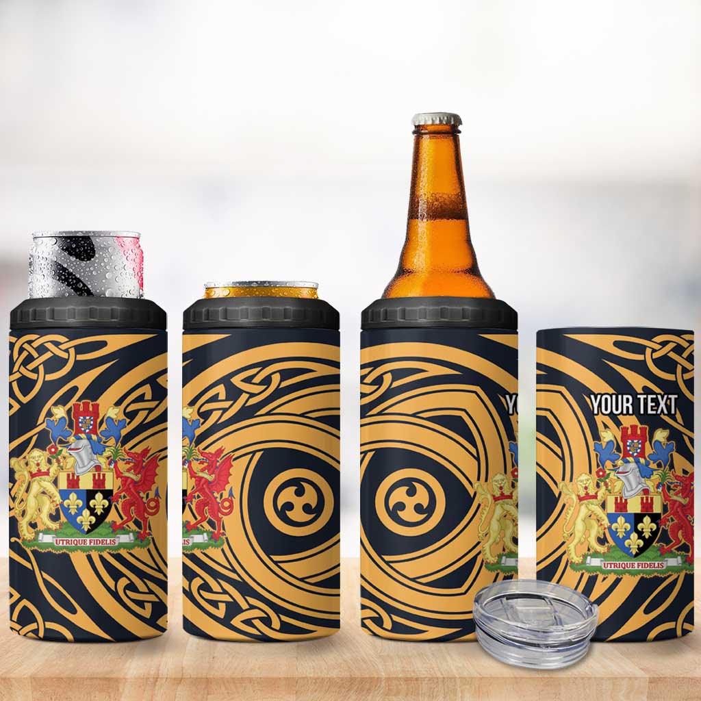 Personalized Monmouthshire Wales 4 in 1 Can Cooler Tumbler Coat Of Arms Celtic Style - Wonder Print Shop