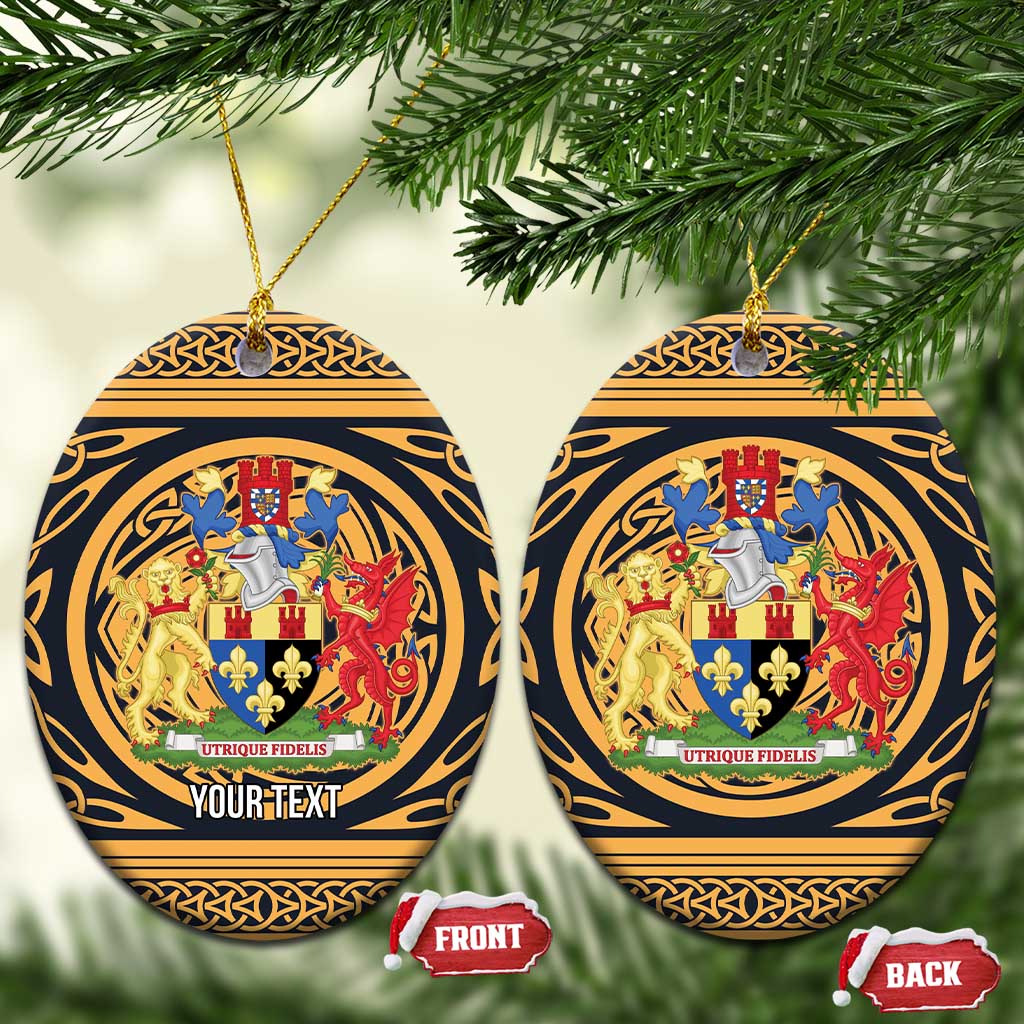 Personalized Monmouthshire Wales Ceramic Ornament Coat Of Arms Celtic Style - Wonder Print Shop