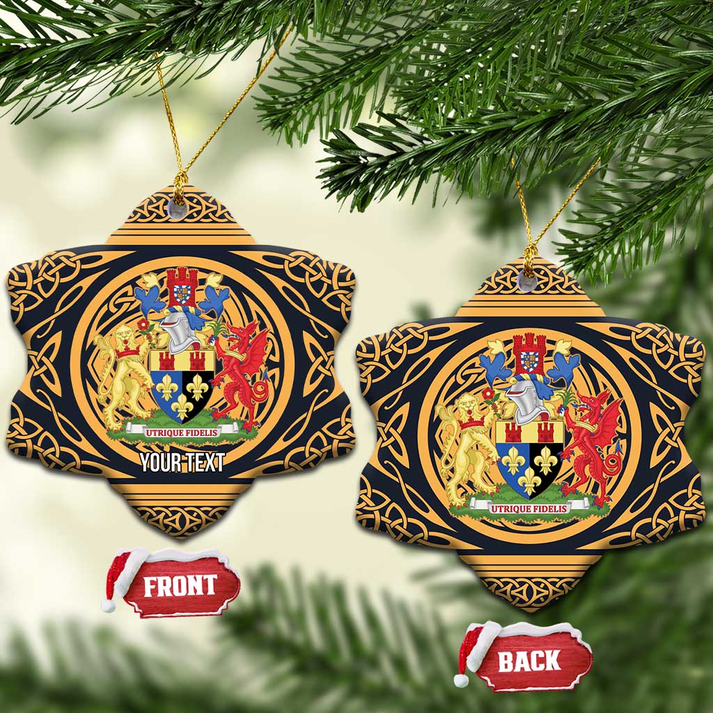 Personalized Monmouthshire Wales Ceramic Ornament Coat Of Arms Celtic Style - Wonder Print Shop