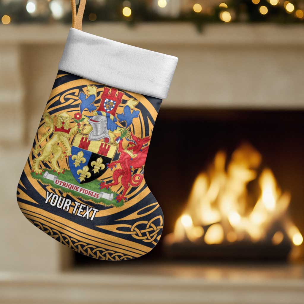 Personalized Monmouthshire Wales Christmas Stocking Coat Of Arms Celtic Style - Wonder Print Shop