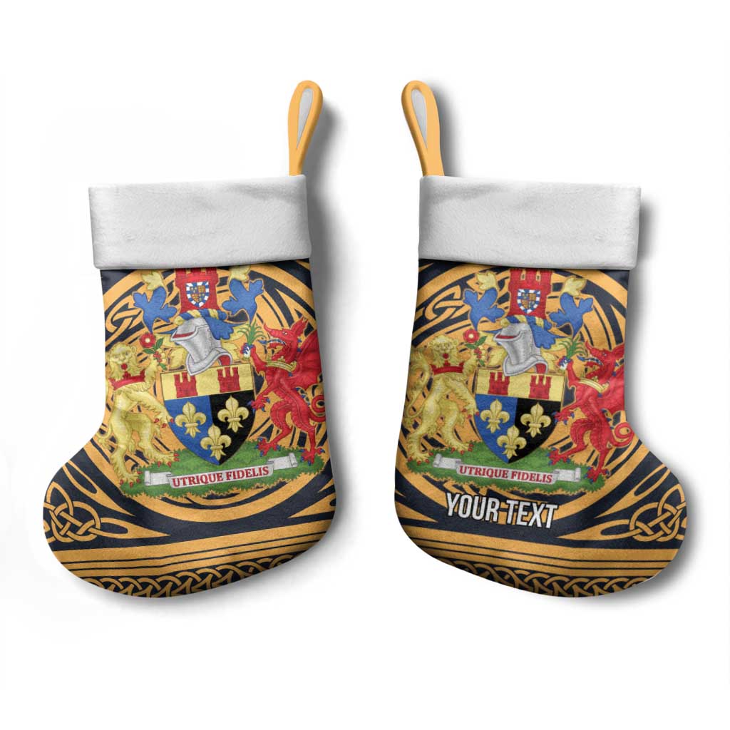 Personalized Monmouthshire Wales Christmas Stocking Coat Of Arms Celtic Style - Wonder Print Shop