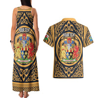 Personalized Monmouthshire Wales Couples Matching Tank Maxi Dress and Hawaiian Shirt Coat Of Arms Celtic Style - Wonder Print Shop