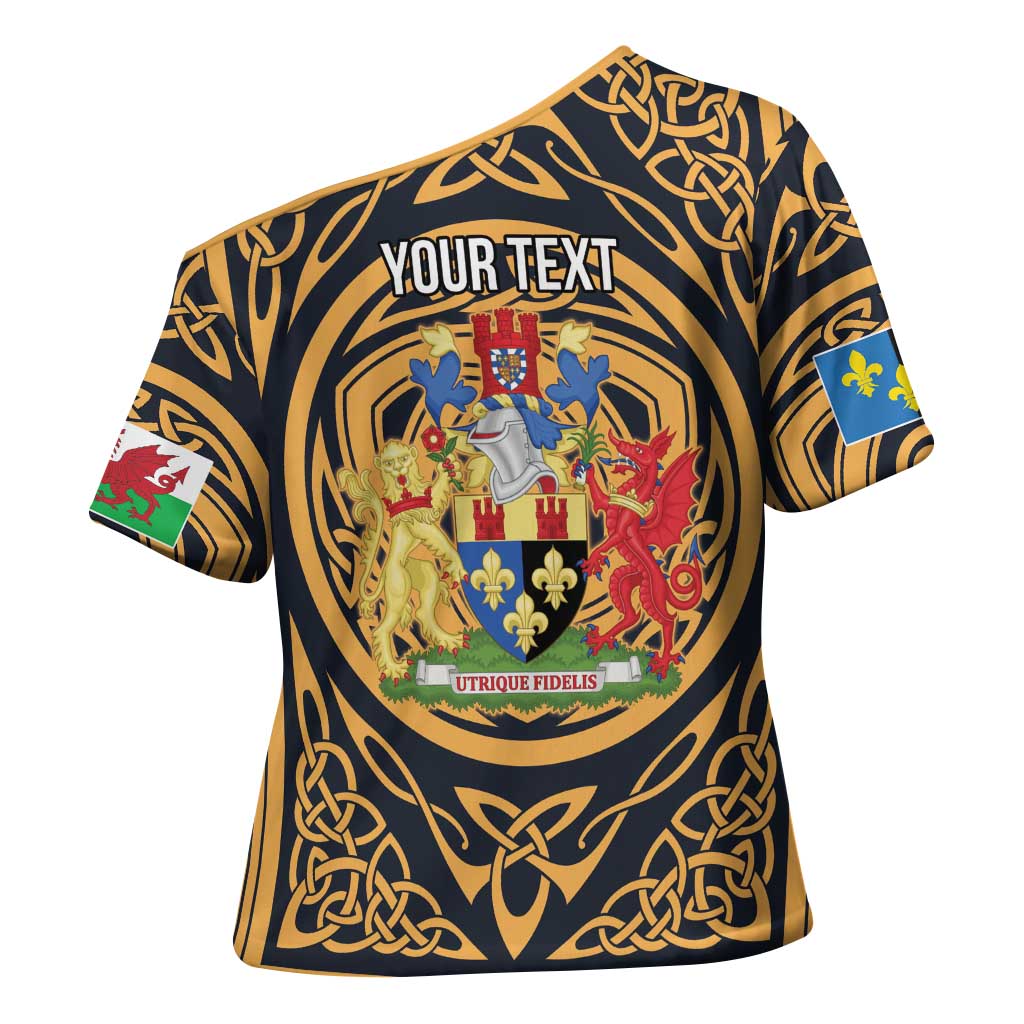 Personalized Monmouthshire Wales Cross Shoulder Shirt Coat Of Arms Celtic Style - Wonder Print Shop