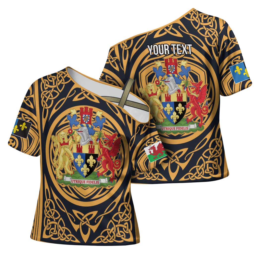Personalized Monmouthshire Wales Cross Shoulder Shirt Coat Of Arms Celtic Style - Wonder Print Shop