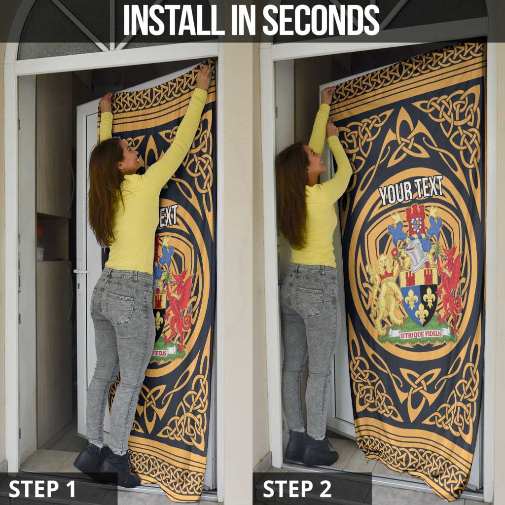 Personalized Monmouthshire Wales Door Cover Coat Of Arms Celtic Style - Wonder Print Shop