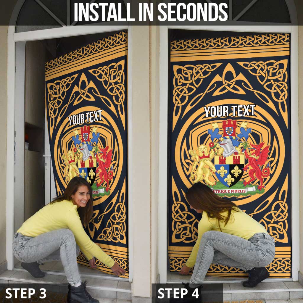Personalized Monmouthshire Wales Door Cover Coat Of Arms Celtic Style - Wonder Print Shop