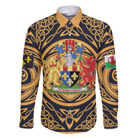 Personalized Monmouthshire Wales Family Matching Long Sleeve Bodycon Dress and Hawaiian Shirt Coat Of Arms Celtic Style - Wonder Print Shop