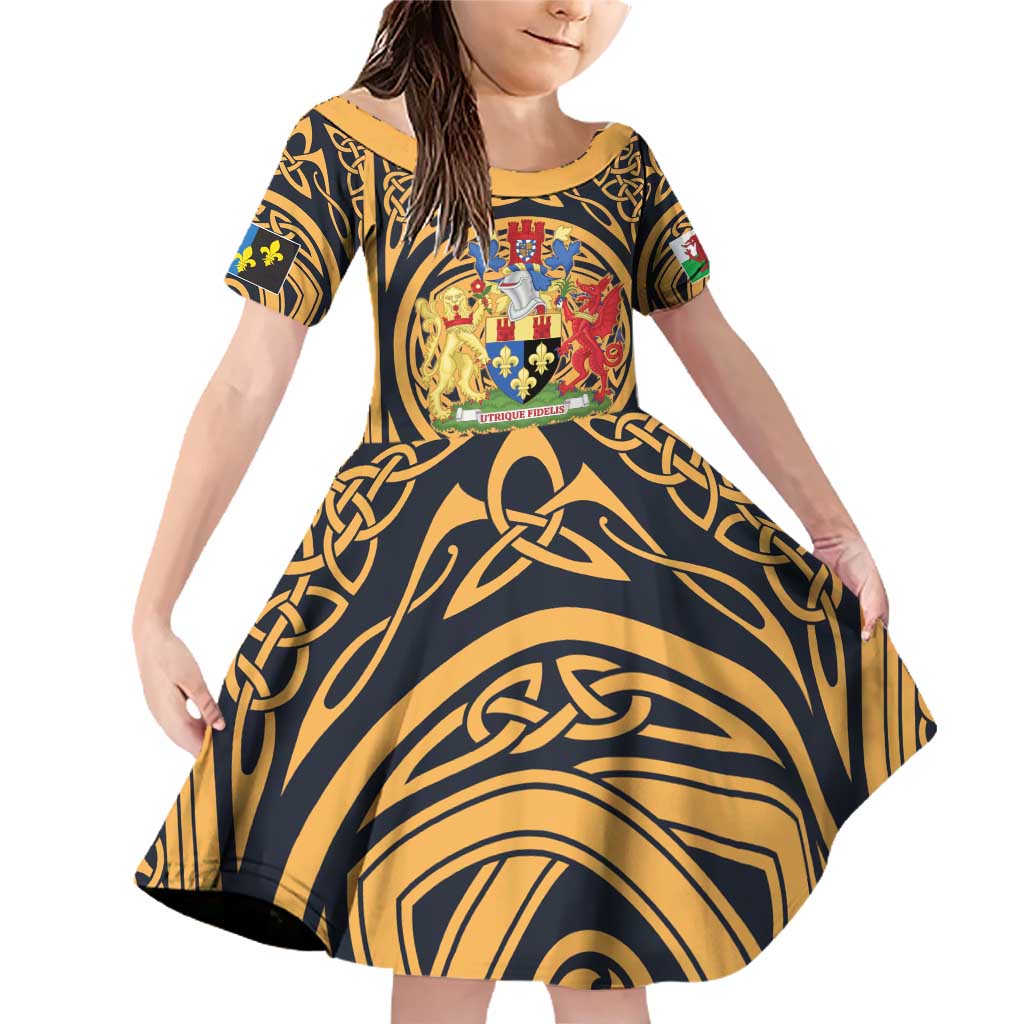 Personalized Monmouthshire Wales Family Matching Off Shoulder Short Dress and Hawaiian Shirt Coat Of Arms Celtic Style - Wonder Print Shop