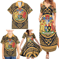 Personalized Monmouthshire Wales Family Matching Summer Maxi Dress and Hawaiian Shirt Coat Of Arms Celtic Style - Wonder Print Shop