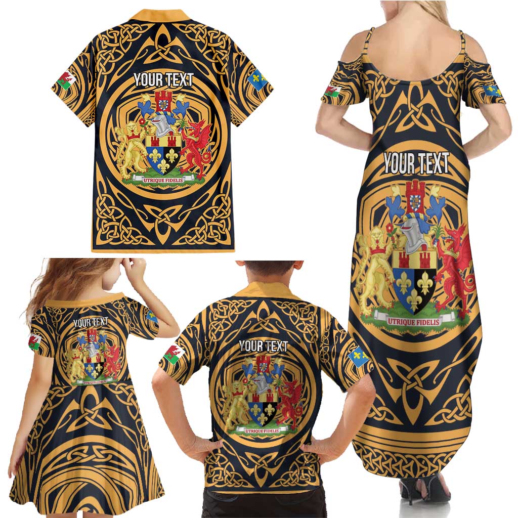 Personalized Monmouthshire Wales Family Matching Summer Maxi Dress and Hawaiian Shirt Coat Of Arms Celtic Style - Wonder Print Shop
