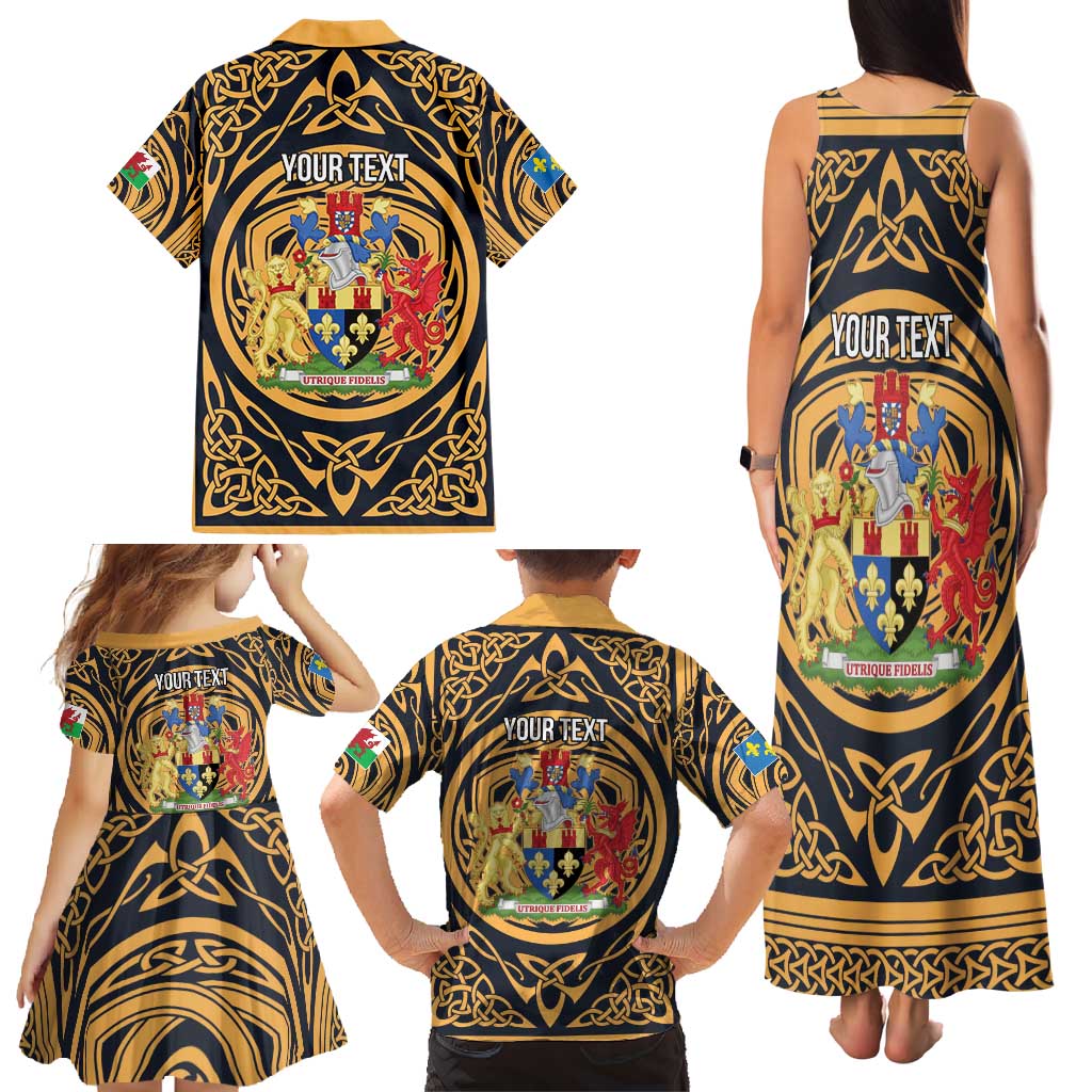 Personalized Monmouthshire Wales Family Matching Tank Maxi Dress and Hawaiian Shirt Coat Of Arms Celtic Style - Wonder Print Shop