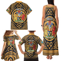 Personalized Monmouthshire Wales Family Matching Tank Maxi Dress and Hawaiian Shirt Coat Of Arms Celtic Style - Wonder Print Shop