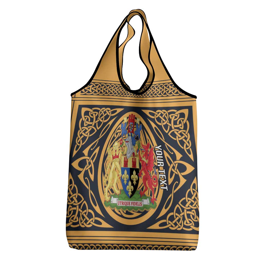Personalized Monmouthshire Wales Grocery Bag Coat Of Arms Celtic Style - Wonder Print Shop