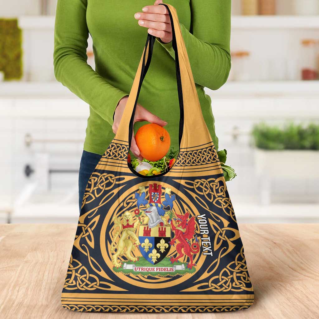 Personalized Monmouthshire Wales Grocery Bag Coat Of Arms Celtic Style - Wonder Print Shop