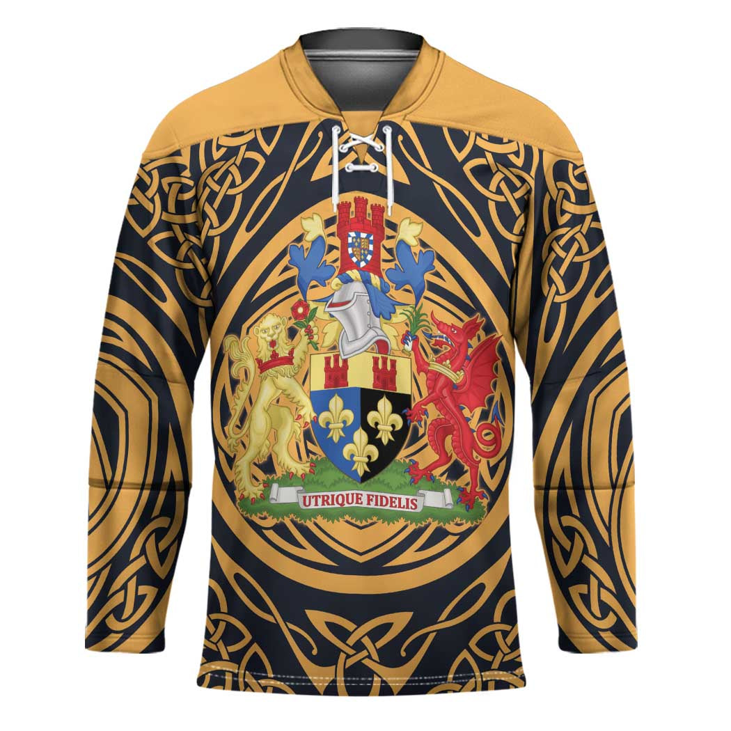 Personalized Monmouthshire Wales Hockey Jersey Coat Of Arms Celtic Style - Wonder Print Shop