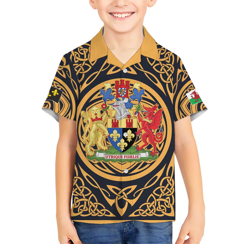 Personalized Monmouthshire Wales Kid Hawaiian Shirt Coat Of Arms Celtic Style - Wonder Print Shop