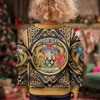 Personalized Monmouthshire Wales Kid Ugly Christmas Sweater Coat Of Arms Celtic Style - Wonder Print Shop