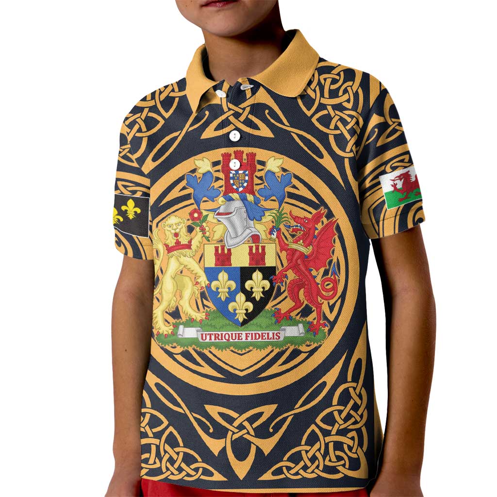 Personalized Monmouthshire Wales Kid Polo Shirt Coat Of Arms Celtic Style - Wonder Print Shop