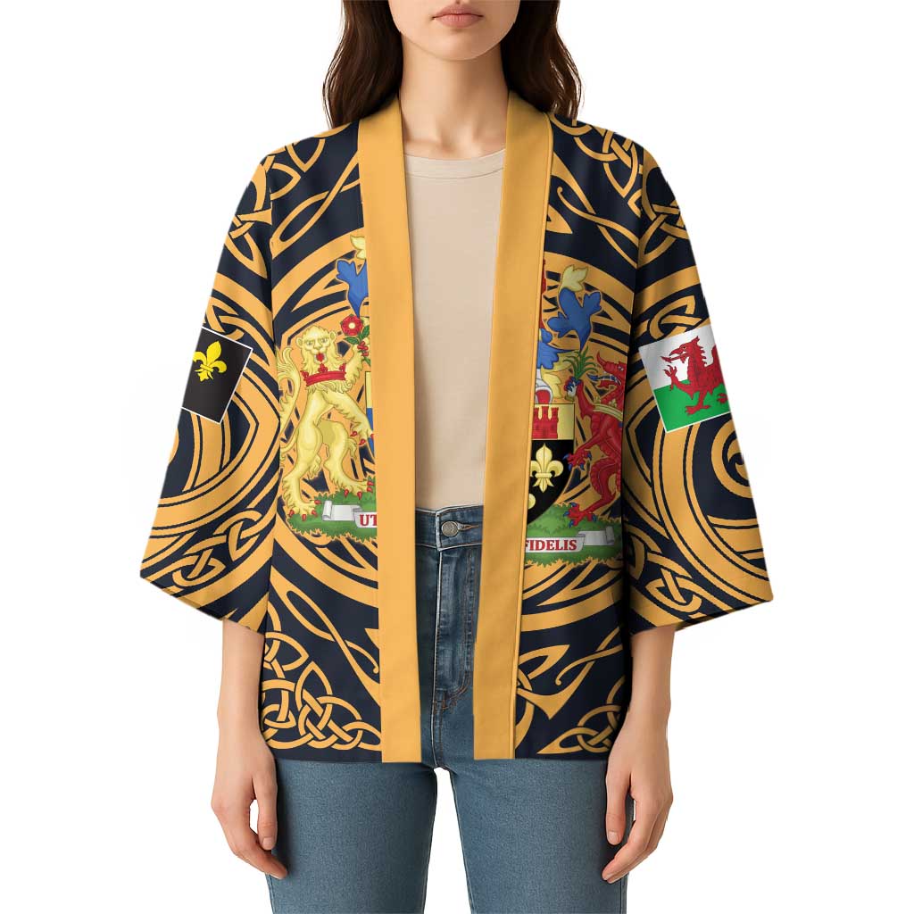 Personalized Monmouthshire Wales Kimono Coat Of Arms Celtic Style - Wonder Print Shop