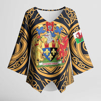 Personalized Monmouthshire Wales Kimono Sleeve Blouse Coat Of Arms Celtic Style - Wonder Print Shop