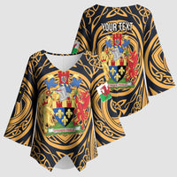 Personalized Monmouthshire Wales Kimono Sleeve Blouse Coat Of Arms Celtic Style - Wonder Print Shop