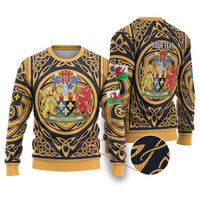 Personalized Monmouthshire Wales Ugly Christmas Sweater Coat Of Arms Celtic Style - Wonder Print Shop