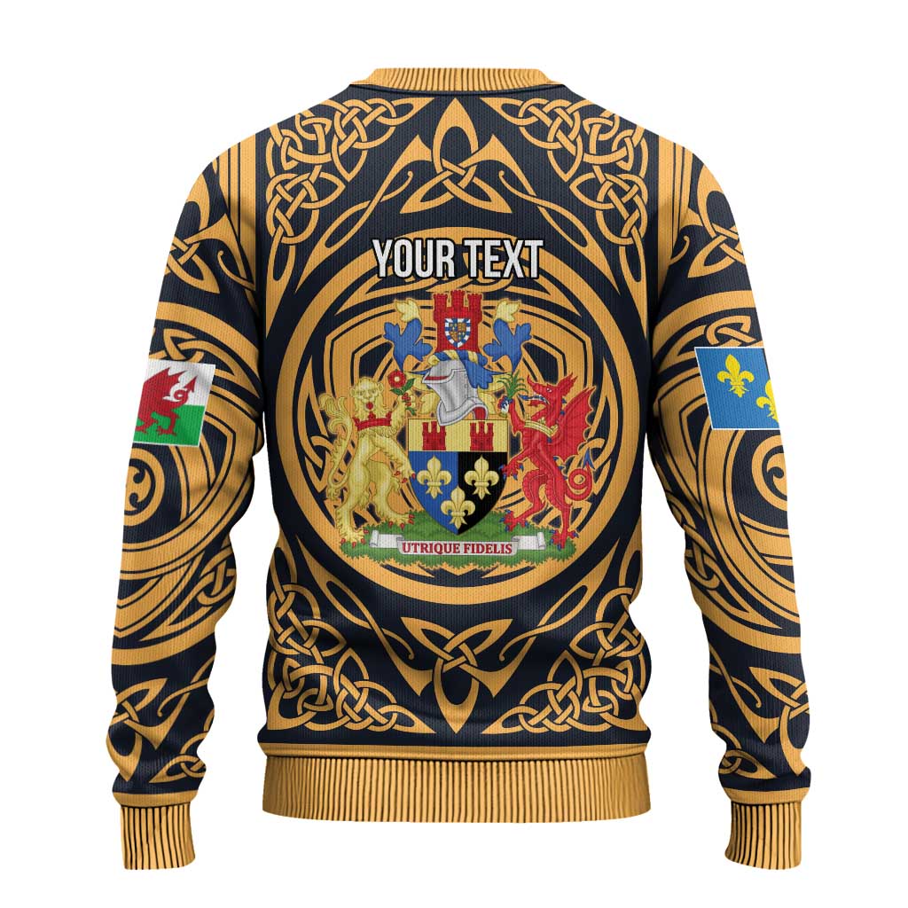 Personalized Monmouthshire Wales Ugly Christmas Sweater Coat Of Arms Celtic Style - Wonder Print Shop