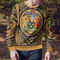 Personalized Monmouthshire Wales Ugly Christmas Sweater Coat Of Arms Celtic Style - Wonder Print Shop
