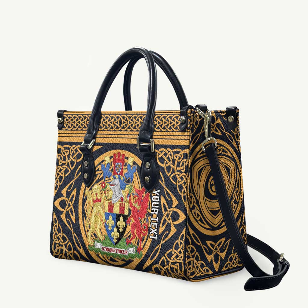Personalized Monmouthshire Wales Leather Bag Coat Of Arms Celtic Style - Wonder Print Shop