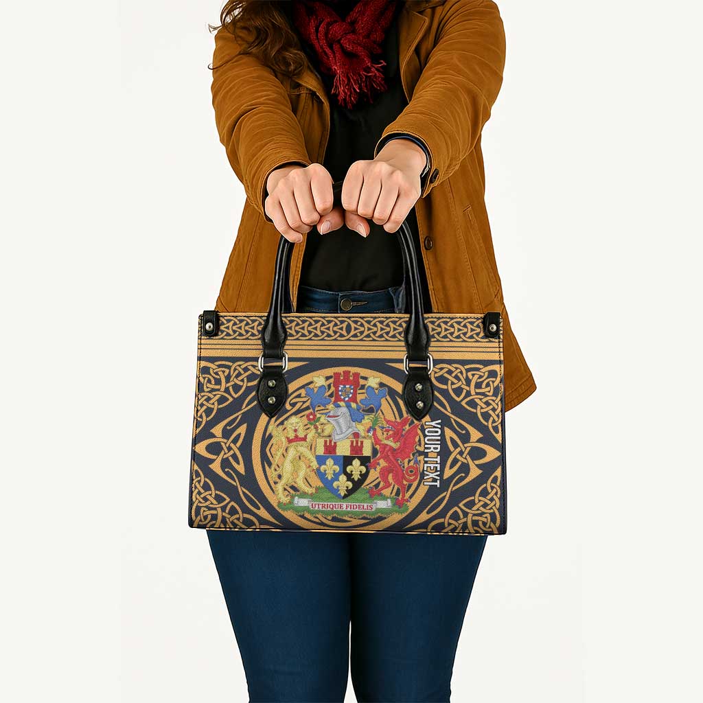 Personalized Monmouthshire Wales Leather Bag Coat Of Arms Celtic Style - Wonder Print Shop