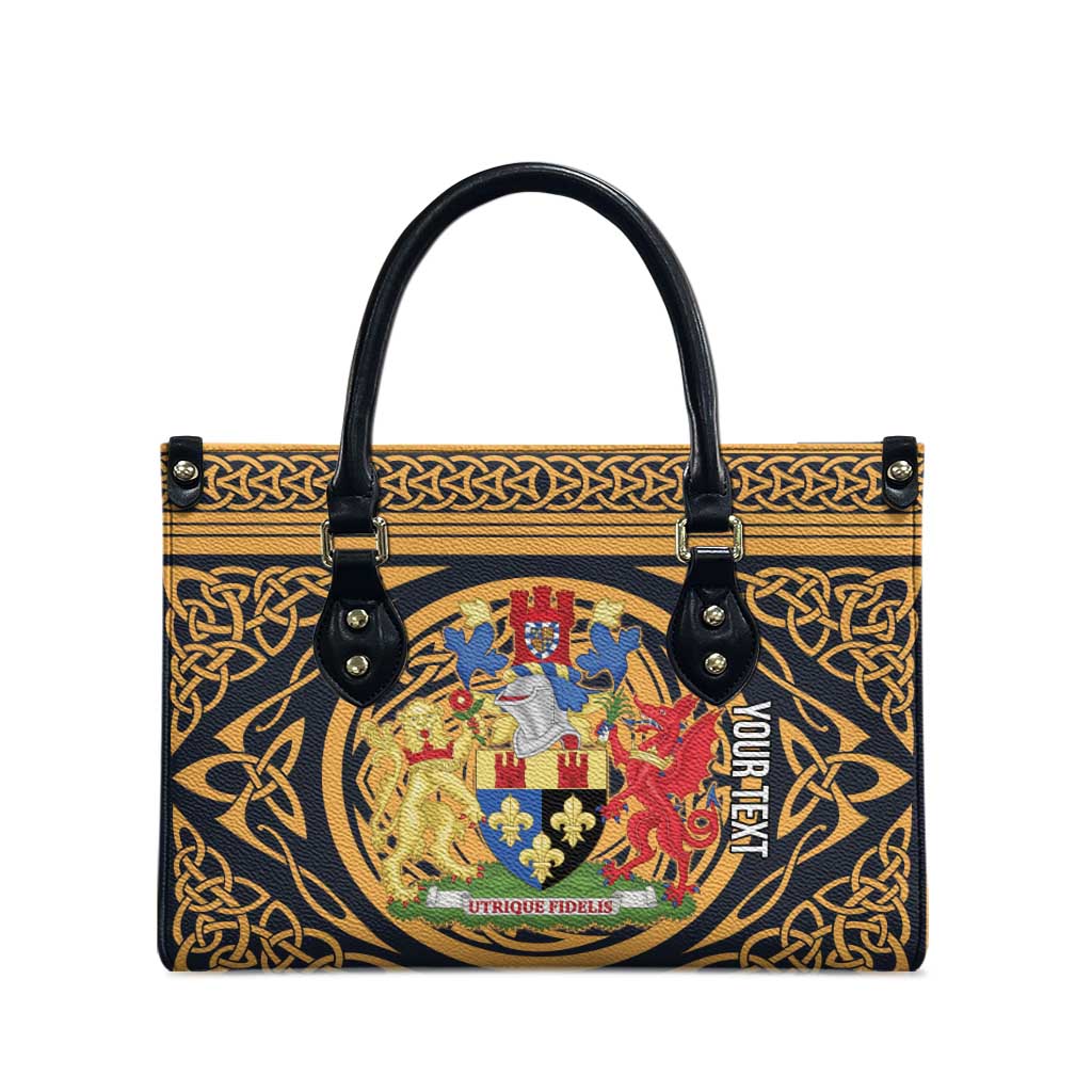 Personalized Monmouthshire Wales Leather Bag Coat Of Arms Celtic Style - Wonder Print Shop