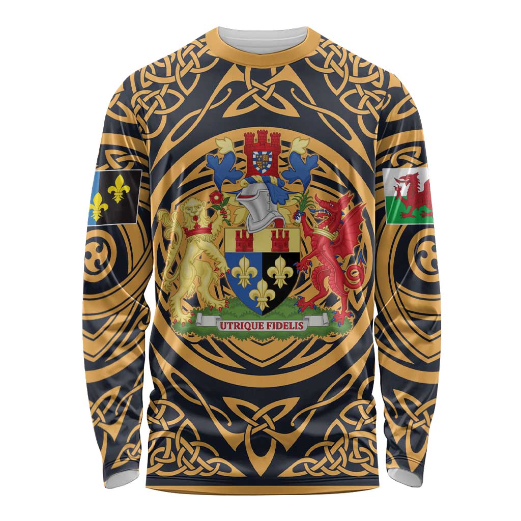 Personalized Monmouthshire Wales Long Sleeve Shirt Coat Of Arms Celtic Style - Wonder Print Shop