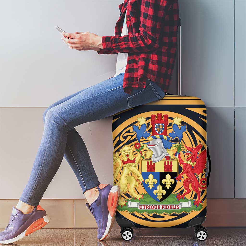 Personalized Monmouthshire Wales Luggage Cover Coat Of Arms Celtic Style - Wonder Print Shop