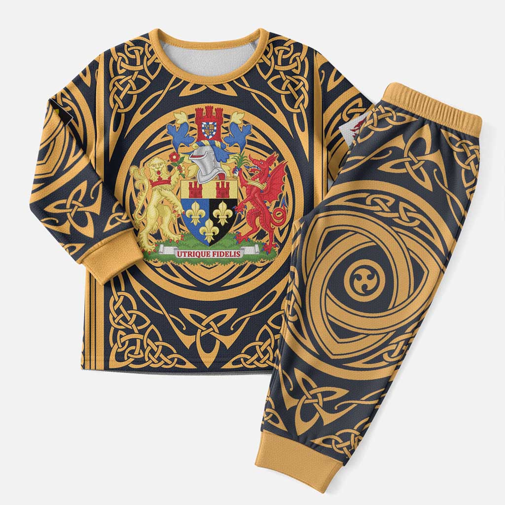 Personalized Monmouthshire Wales Christmas Pajama Set Coat Of Arms Celtic Style - Wonder Print Shop