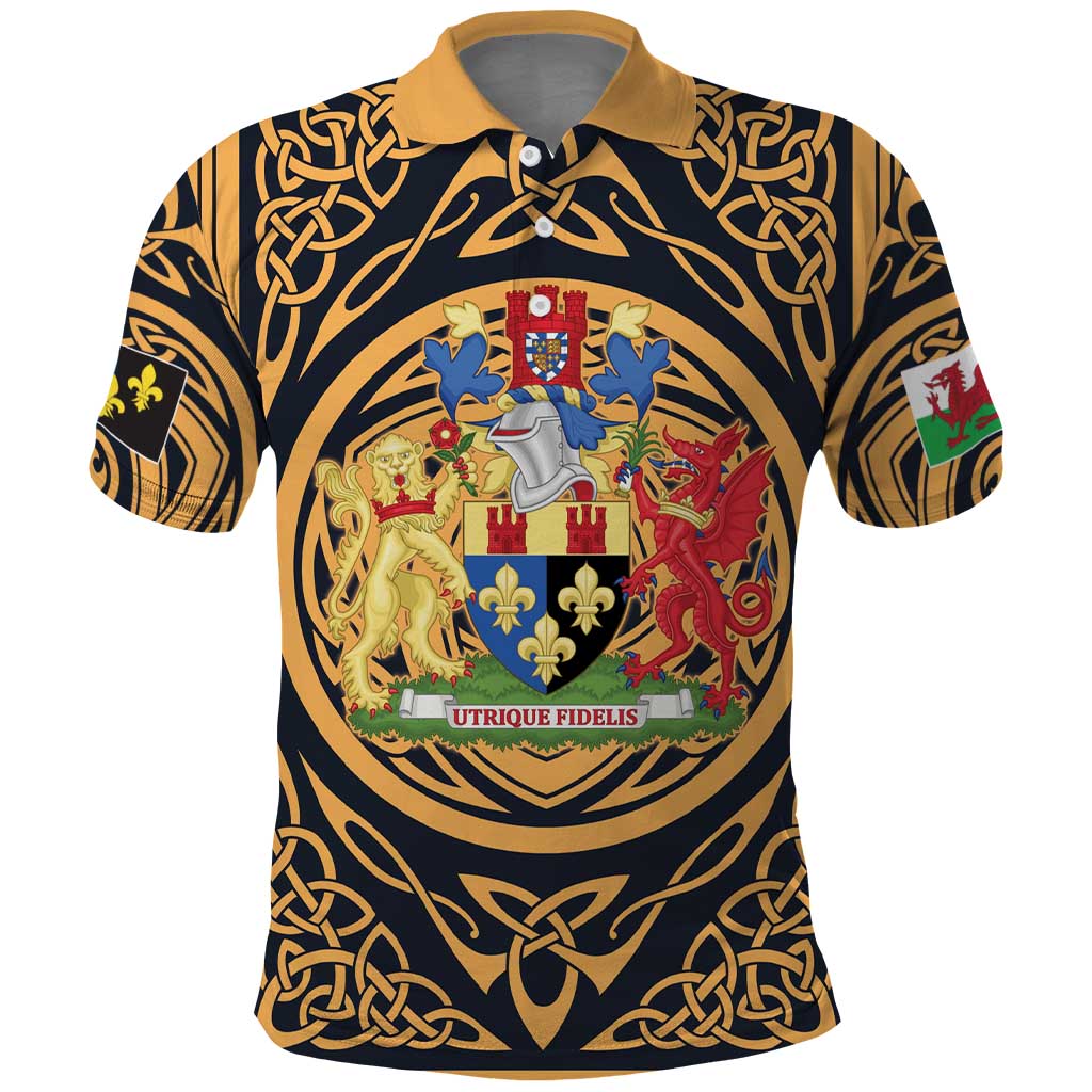 Personalized Monmouthshire Wales Polo Shirt Coat Of Arms Celtic Style - Wonder Print Shop