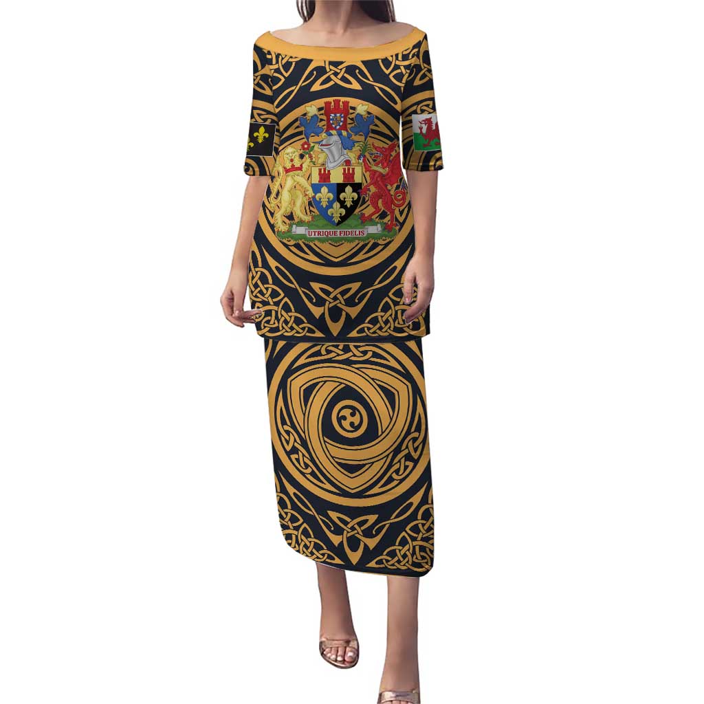 Personalized Monmouthshire Wales Puletasi Coat Of Arms Celtic Style - Wonder Print Shop