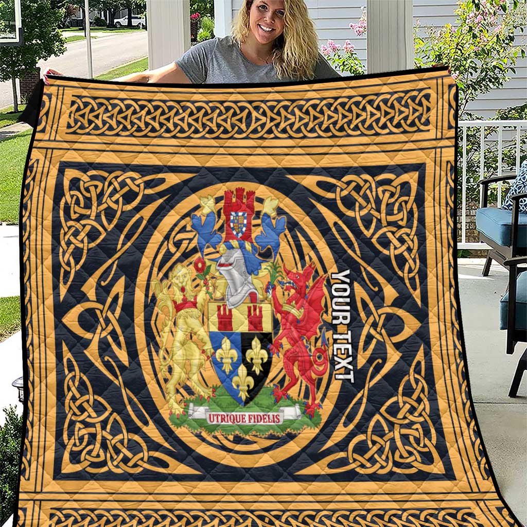 Personalized Monmouthshire Wales Quilt Coat Of Arms Celtic Style - Wonder Print Shop