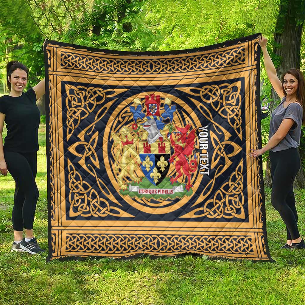 Personalized Monmouthshire Wales Quilt Coat Of Arms Celtic Style - Wonder Print Shop