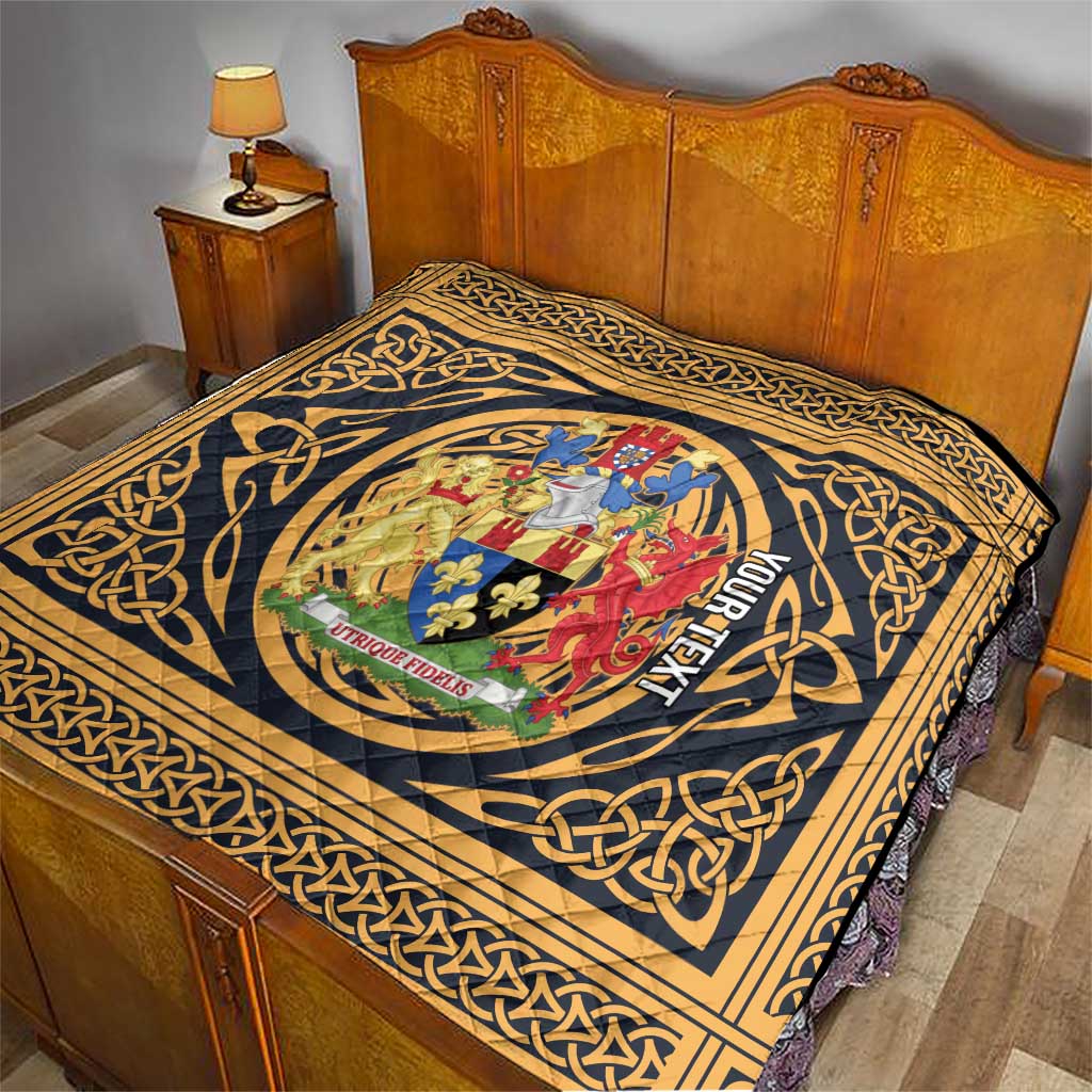 Personalized Monmouthshire Wales Quilt Coat Of Arms Celtic Style - Wonder Print Shop