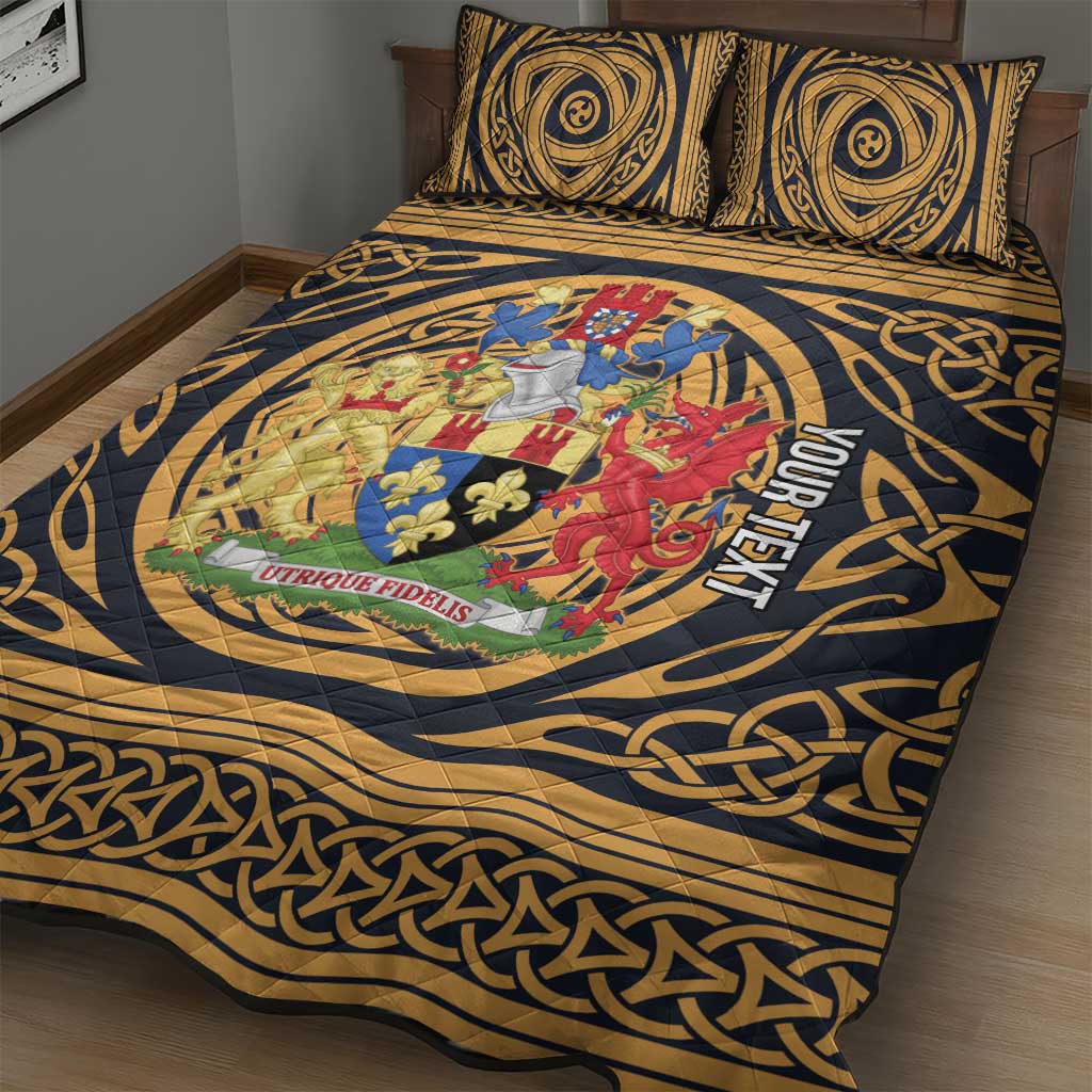 Personalized Monmouthshire Wales Quilt Bed Set Coat Of Arms Celtic Style - Wonder Print Shop