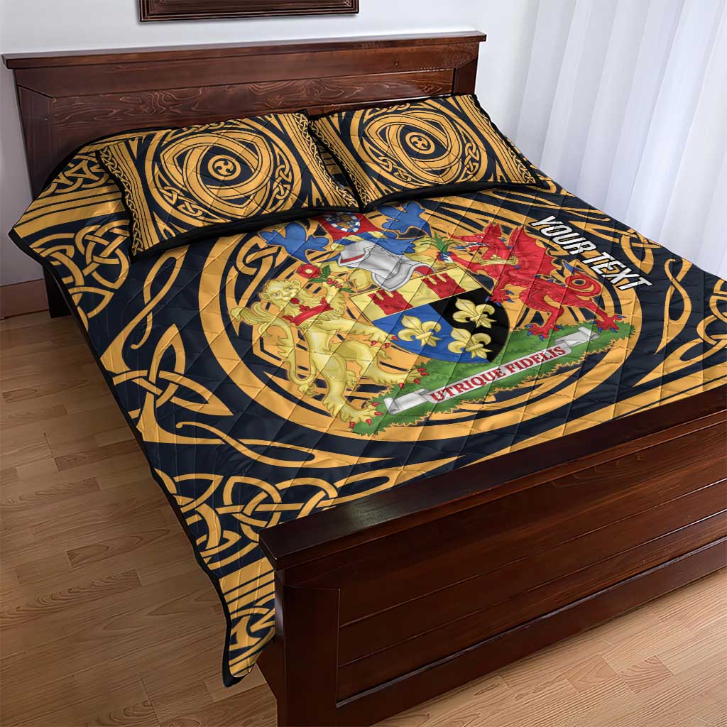 Personalized Monmouthshire Wales Quilt Bed Set Coat Of Arms Celtic Style - Wonder Print Shop