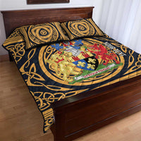 Personalized Monmouthshire Wales Quilt Bed Set Coat Of Arms Celtic Style - Wonder Print Shop