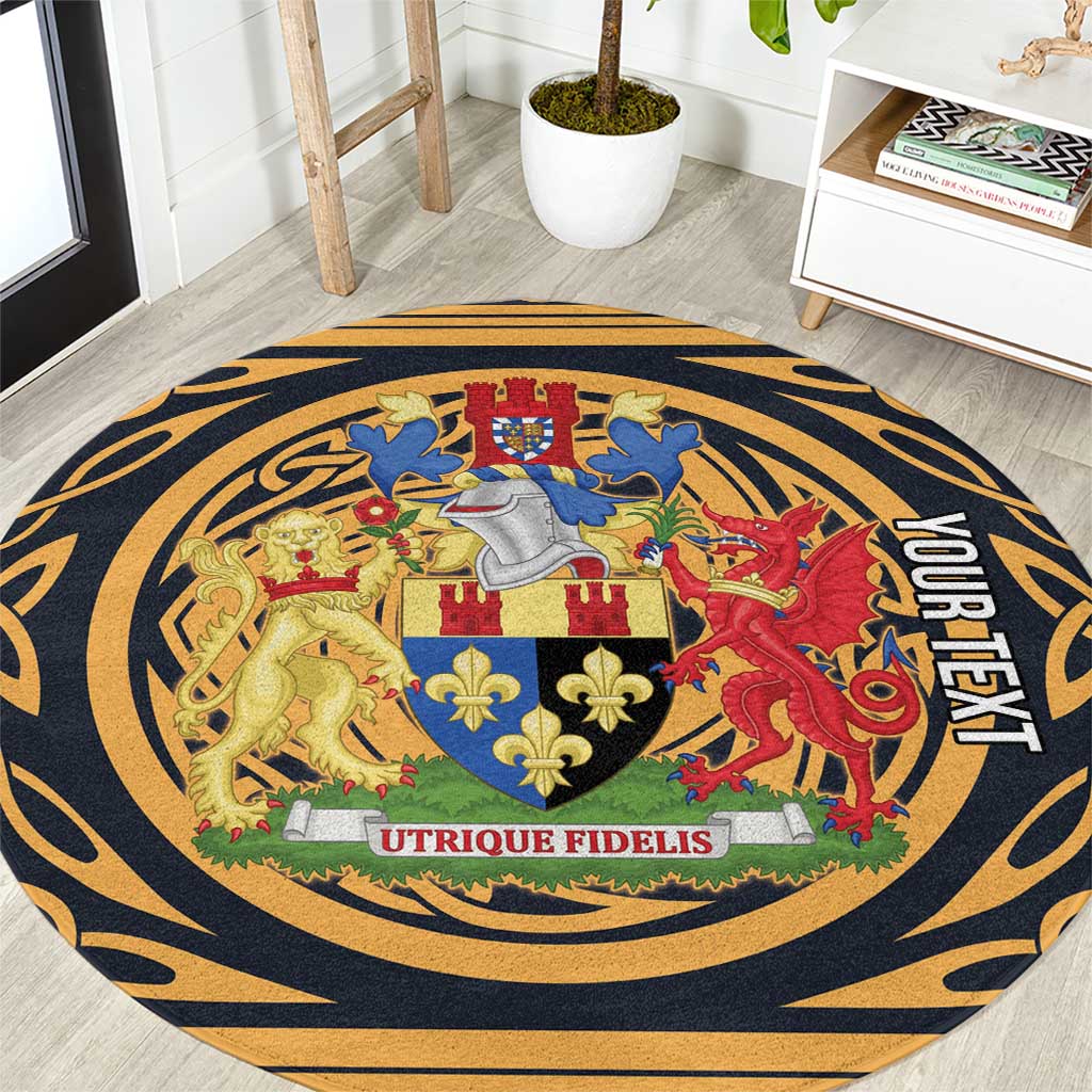 Personalized Monmouthshire Wales Round Carpet Coat Of Arms Celtic Style - Wonder Print Shop