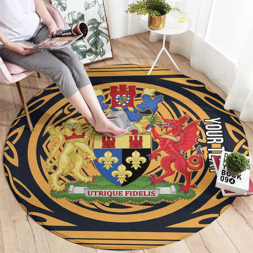 Personalized Monmouthshire Wales Round Carpet Coat Of Arms Celtic Style - Wonder Print Shop