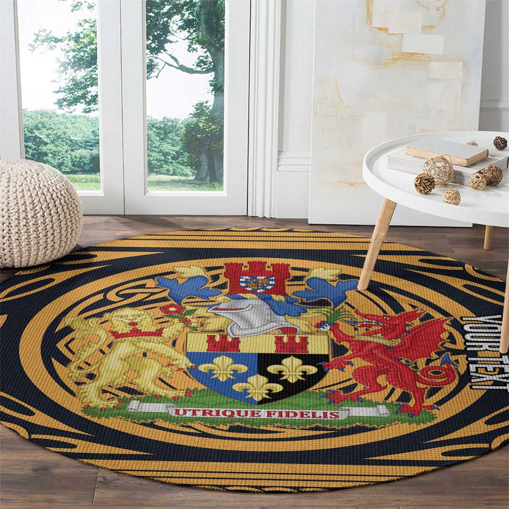 Personalized Monmouthshire Wales Round Carpet Coat Of Arms Celtic Style - Wonder Print Shop