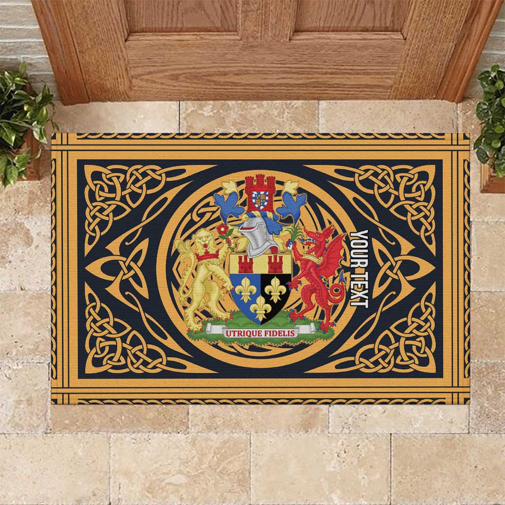 Personalized Monmouthshire Wales Rubber Doormat Coat Of Arms Celtic Style - Wonder Print Shop